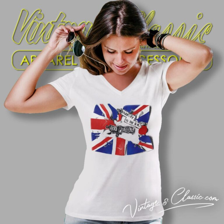 Sex Pistols Uk Tour V Neck TShirt Sex Pistols Uk Tour V Neck TShirt