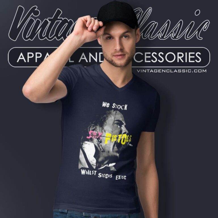 Sex Pistols Whilst Stocks Exist V Neck TShirt Sex Pistols Whilst Stocks Exist V Neck TShirt