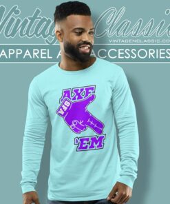 Sfa Axe Em Logo Lumberjack Football Raise Long Sleeve Tee
