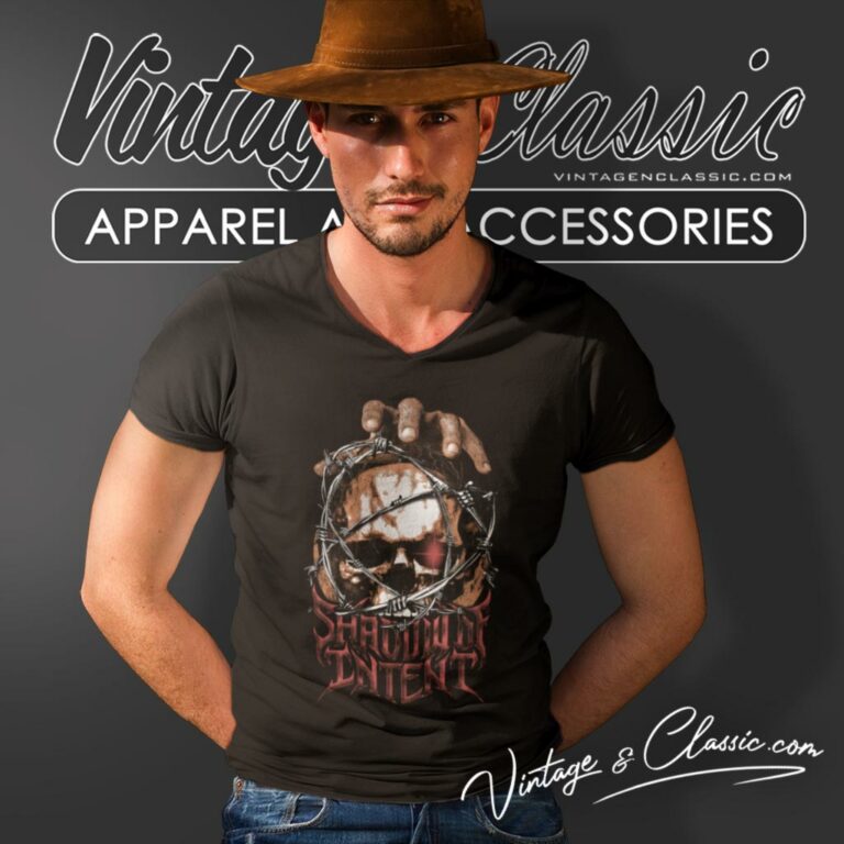 Shadow Of Intent Shirt Barbed Skull V Neck TShirt Shadow Of Intent Shirt Barbed Skull V Neck TShirt