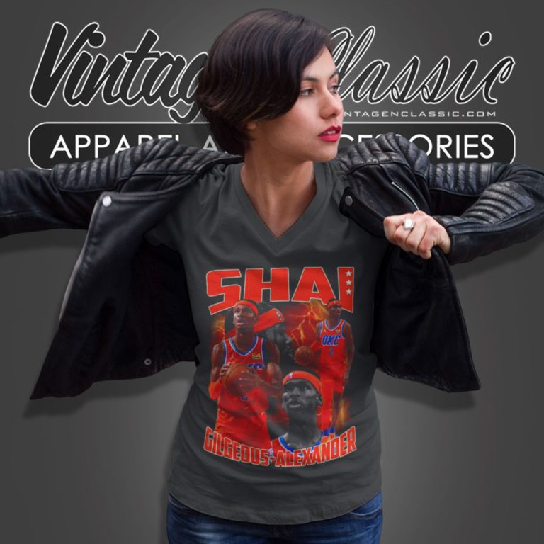 Shai Gilgeous Alexander Graphic Tee Design V Neck TShirt Shai Gilgeous Alexander Graphic Tee Design V Neck TShirt