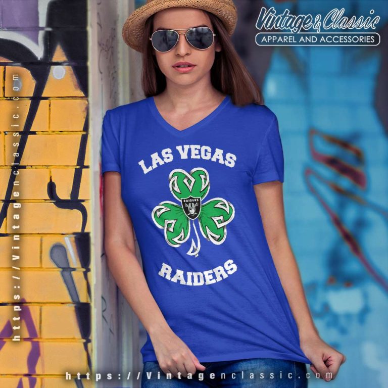 Shamrock Football St Patricks Day Las Vegas Raiders V Neck TShirt Shamrock Football St Patricks Day Las Vegas Raiders V Neck TShirt