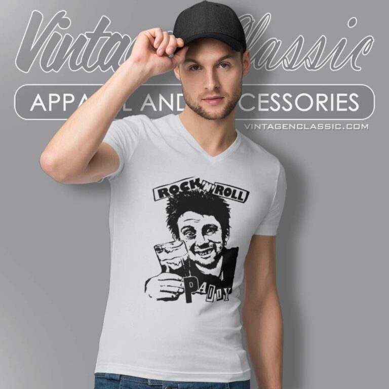 Shane Macgowan Rock N Roll Paddy V Neck TShirt Shane Macgowan Rock N Roll Paddy V Neck TShirt