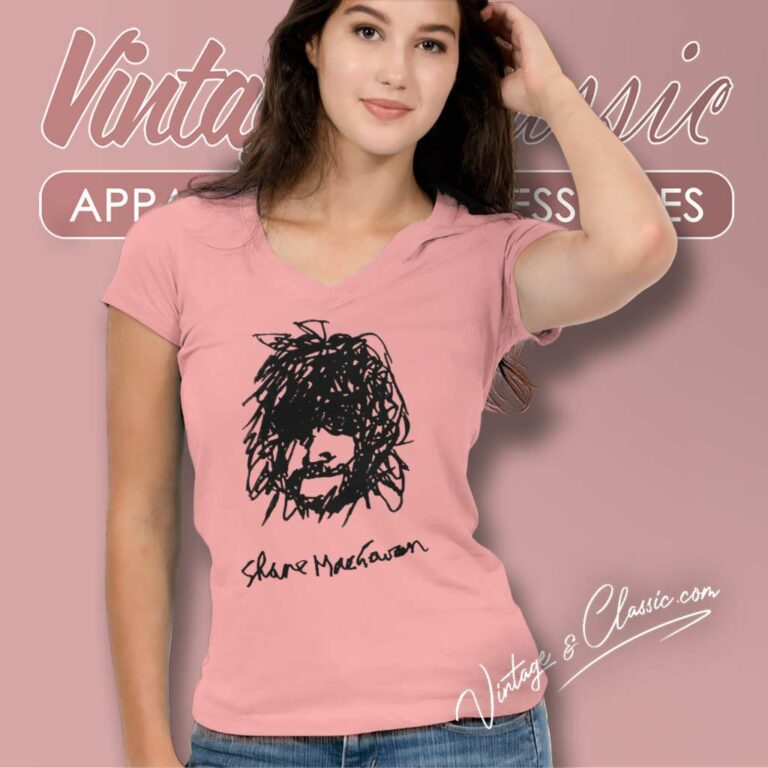 Shane Macgowan Self Portrait V Neck TShirt Shane Macgowan Self Portrait V Neck TShirt