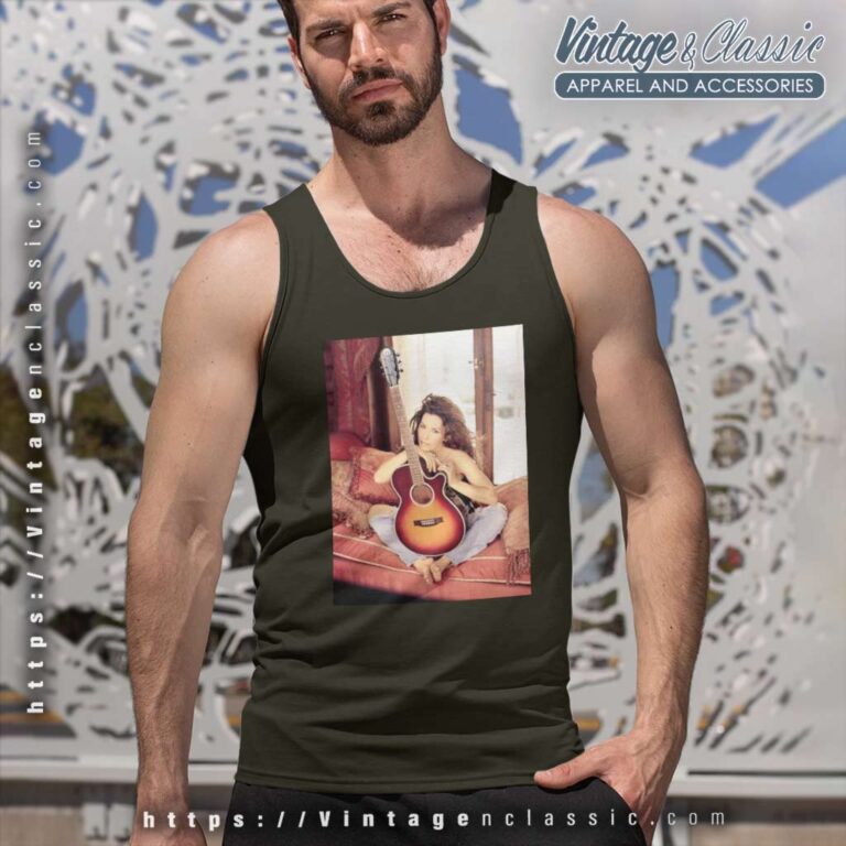 Shania Twain Posing With Guitar Tank Top Racerback Shania Twain Posing With Guitar Tank Top Racerback