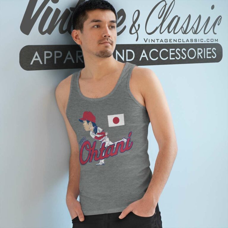 Shohei Ohtani Los Angeles Angels Caricature Tank Top Racerback Shohei Ohtani Los Angeles Angels Caricature Tank Top Racerback