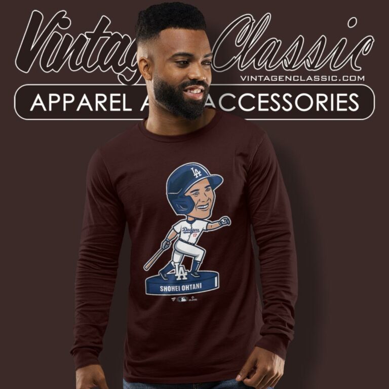 Shohei Ohtani Los Angeles Dodgers Bobblehead Long Sleeve Tee Shohei Ohtani Los Angeles Dodgers Bobblehead Long Sleeve Tee