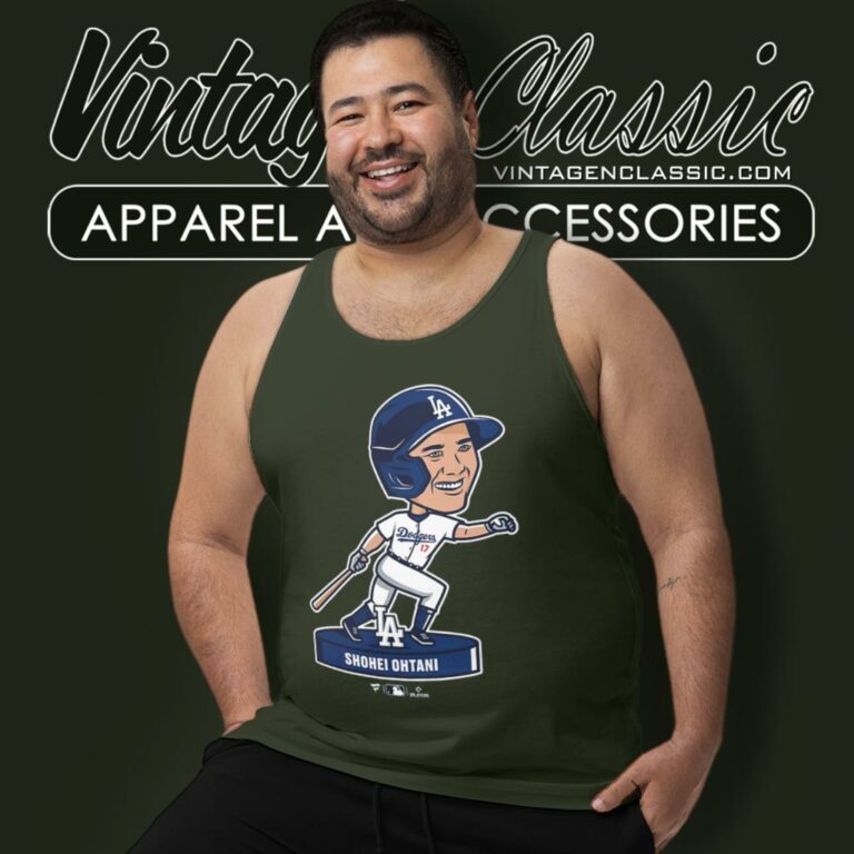 Shohei Ohtani Los Angeles Dodgers Bobblehead Tank Top Racerback Shohei Ohtani Los Angeles Dodgers Bobblehead Tank Top Racerback