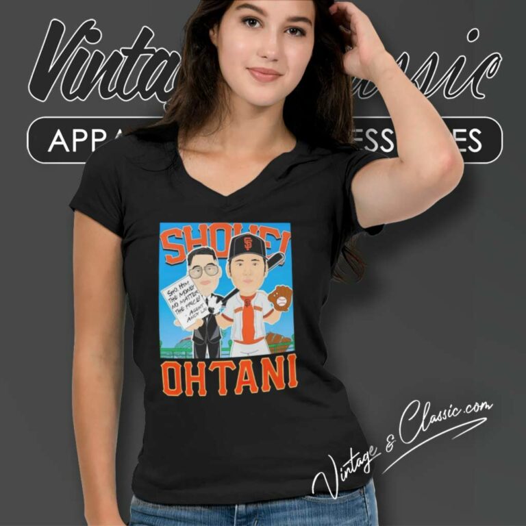 Shohei Ohtani San Francisco Giants Cartoon V Neck TShirt Shohei Ohtani San Francisco Giants Cartoon V Neck TShirt