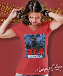 Showa Godzilla Acid Wash V Neck TShirt