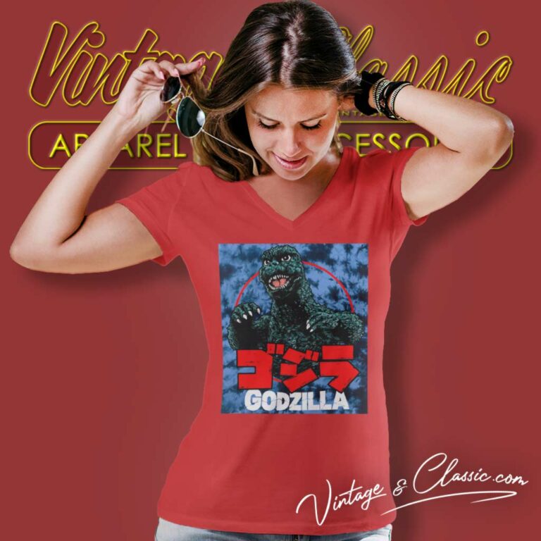Showa Godzilla Acid Wash V Neck TShirt Showa Godzilla Acid Wash V Neck TShirt