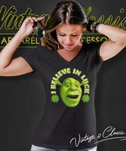 Shrek I Believe In Luck St Patricks Day V Neck TShirt