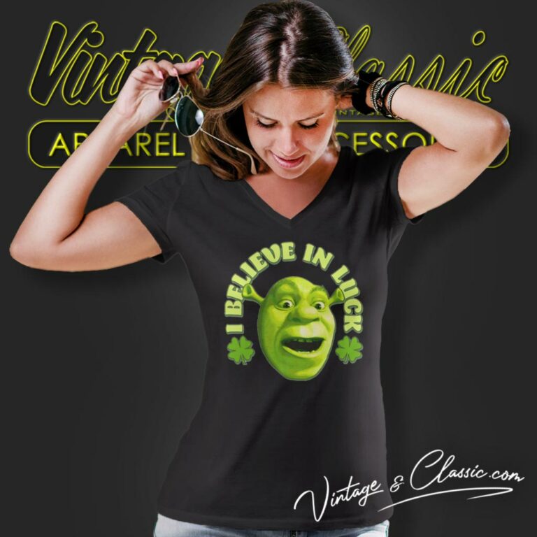 Shrek I Believe In Luck St Patricks Day V Neck TShirt Shrek I Believe In Luck St Patricks Day V Neck TShirt