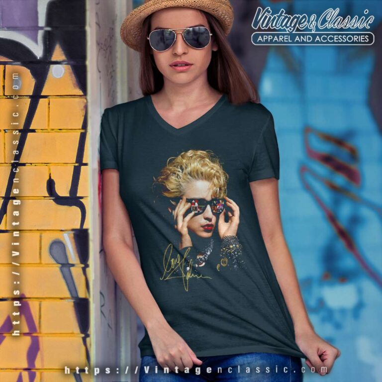 Signature Madonna The Celebration Tour V Neck TShirt Signature Madonna The Celebration Tour V Neck TShirt