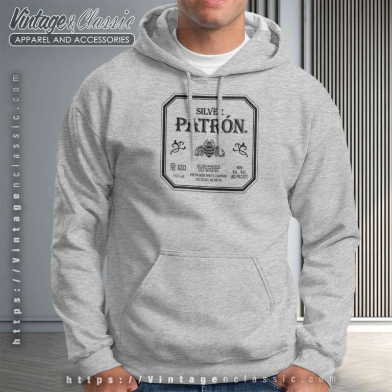 Silver Patron Tequila Label Hoodie Silver Patron Tequila Label Hoodie