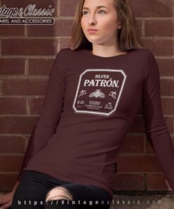 Silver Patron Tequila Label Long Sleeve Tee