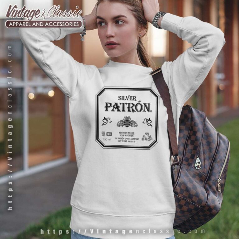 Silver Patron Tequila Label Sweatshirt Silver Patron Tequila Label Sweatshirt