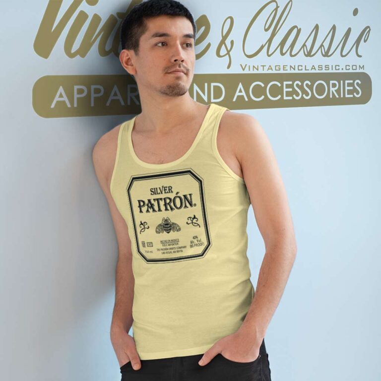 Silver Patron Tequila Label Tank Top Racerback Silver Patron Tequila Label Tank Top Racerback