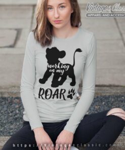 Simba Working On My Roar Lion King Cartoon Long Sleeve Tee