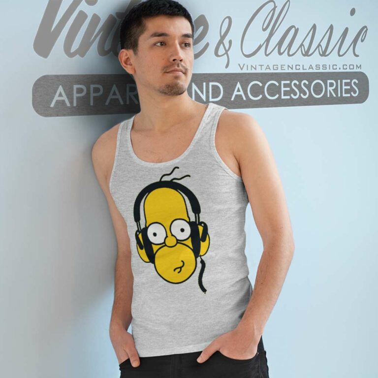 Simpsons Homer Headphones Tank Top Racerback Simpsons Homer Headphones Tank Top Racerback