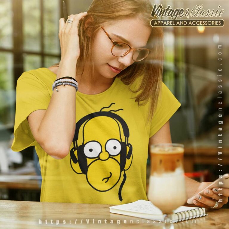 Simpsons Homer Headphones Women TShirt Simpsons Homer Headphones Women TShirt