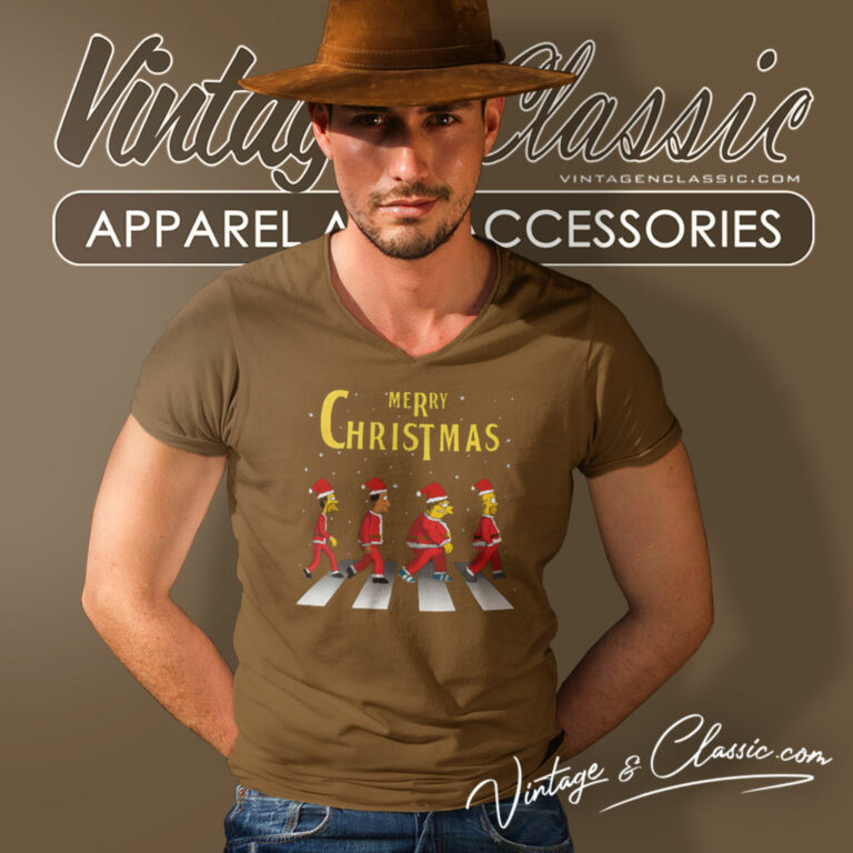 Simson Christmas Road V Neck TShirt Simson Christmas Road V Neck TShirt