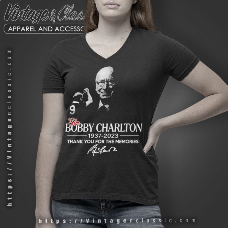 Sir Bobby Charlton 1937 2023 Shirt Mu Thank You For The Memories V Neck TShirt Sir Bobby Charlton 1937 2023 Shirt Mu Thank You For The Memories V Neck TShirt