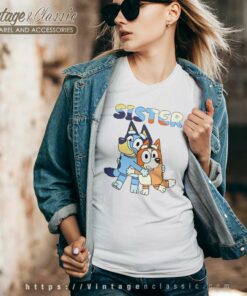 Sister Bluey And Bingo Shirt Bluey Shirt 5 Sister Bluey And Bingo Shirt Bluey V Neck TShirt