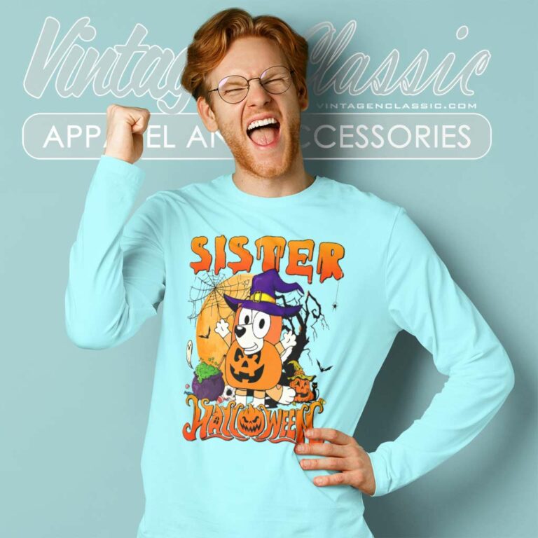 Sister Bluey Halloween Shirt Bingo Halloween Long Sleeve Tee Sister Bluey Halloween Shirt Bingo Halloween Long Sleeve Tee