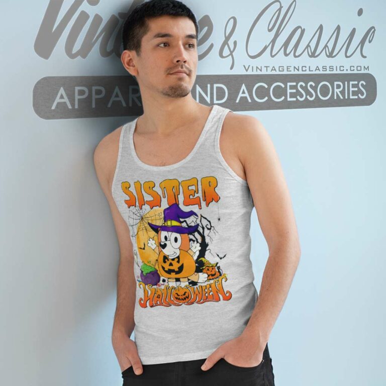 Sister Bluey Halloween Shirt Bingo Halloween Tank Top Racerback Sister Bluey Halloween Shirt Bingo Halloween Tank Top Racerback