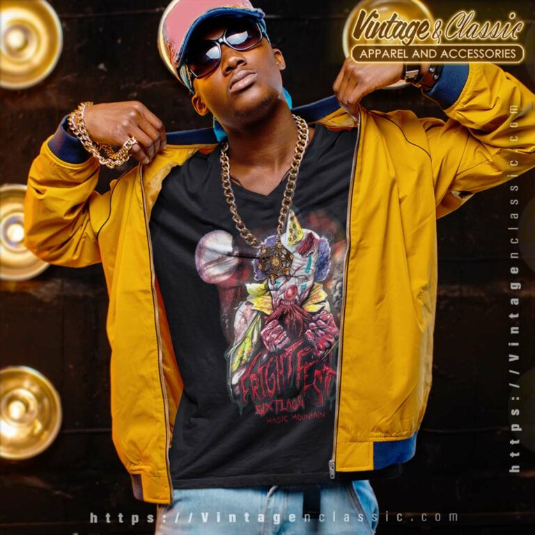 Six Flags Clown Fright Fest Halloween V Neck TShirt Six Flags Clown Fright Fest Halloween V Neck TShirt