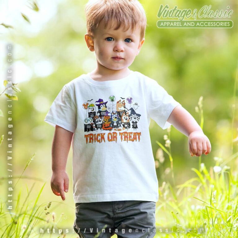 Skeleton Bluey Halloween And Friends kids Tshirt Skeleton Bluey Halloween And Friends kids Tshirt