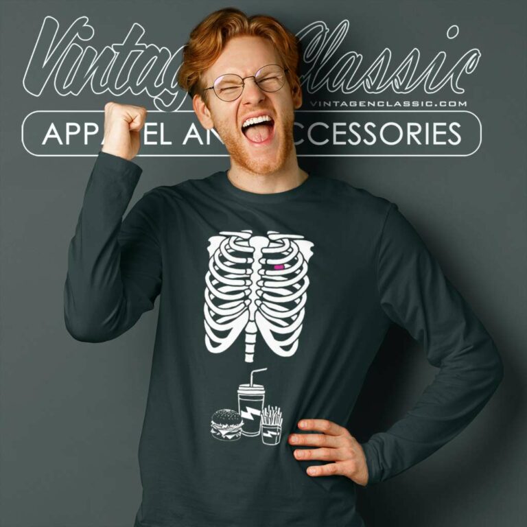 Skeleton By Black Bear Fast Food Halloween Long Sleeve Tee 1 Skeleton By Black Bear Fast Food Halloween Long Sleeve Tee 1