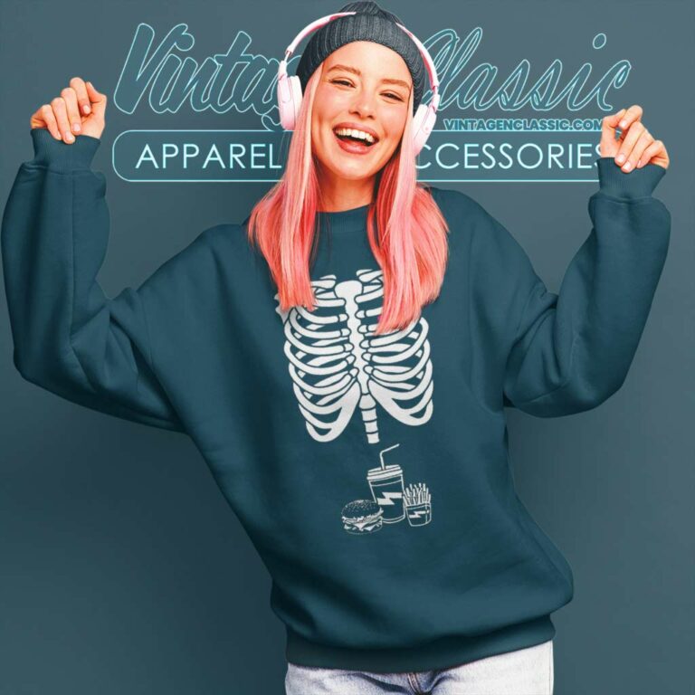 Skeleton By Black Bear Fast Food Halloween Sweatshirt 1 Skeleton By Black Bear Fast Food Halloween Sweatshirt 1