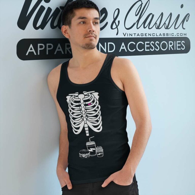 Skeleton By Black Bear Fast Food Halloween Tank Top Racerback 1 Skeleton By Black Bear Fast Food Halloween Tank Top Racerback 1