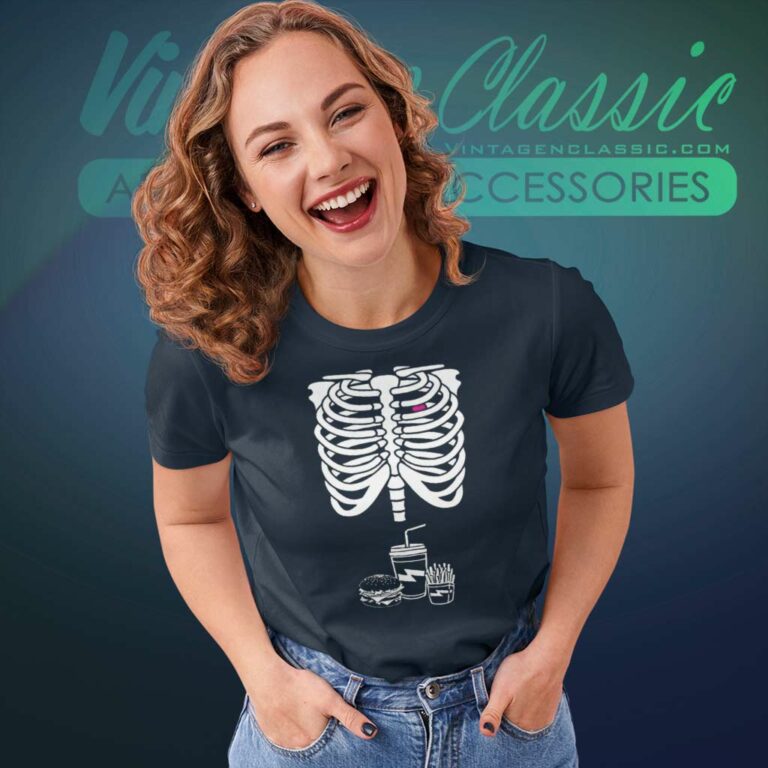Skeleton By Black Bear Fast Food Halloween Women TShirt 1 Skeleton By Black Bear Fast Food Halloween Women TShirt 1