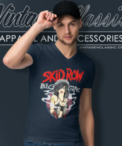 Skid Row Band Big Guns V Neck TShirt