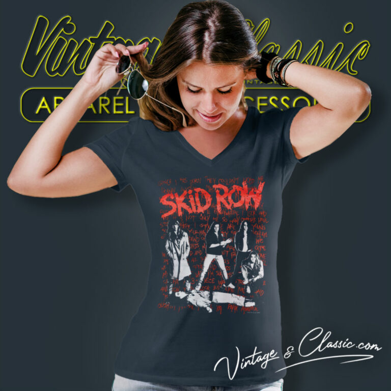 Skid Row I Survived Tour Concert 1990 V Neck TShirt Skid Row I Survived Tour Concert 1990 V Neck TShirt