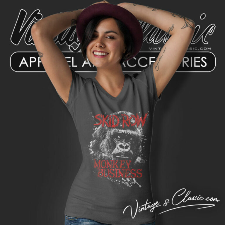 Skid Row Monkey Business V Neck TShirt Skid Row Monkey Business V Neck TShirt