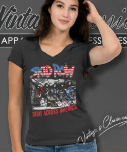 Skid Row Shirt Skids Across America V Neck TShirt