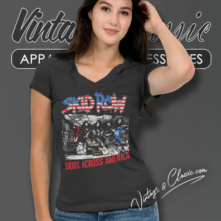 Skid Row Shirt Skids Across America V Neck TShirt Skid Row Shirt Skids Across America V Neck TShirt