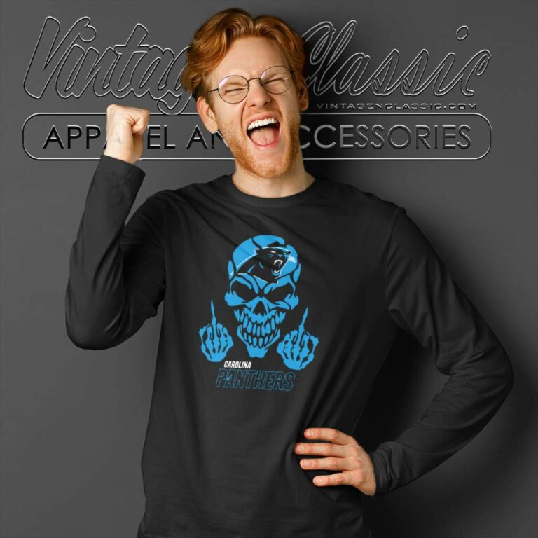 Skull Carolina Panthers Nfl Long Sleeve Tee Skull Carolina Panthers Nfl Long Sleeve Tee