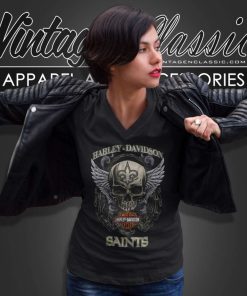 Skull Harley Davidson New Orleans Saints Nfl 2023 V Neck TShirt