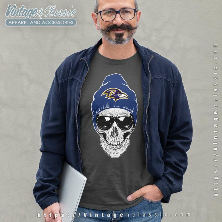 Skull Hat Baltimore Ravens Long Sleeve Tee Skull Hat Baltimore Ravens Long Sleeve Tee