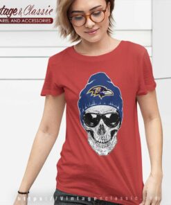 Skull Hat Baltimore Ravens Women TShirt