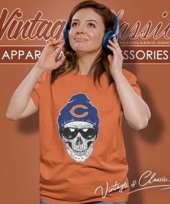 Skull Hat Chicago Bears Women T Shirt