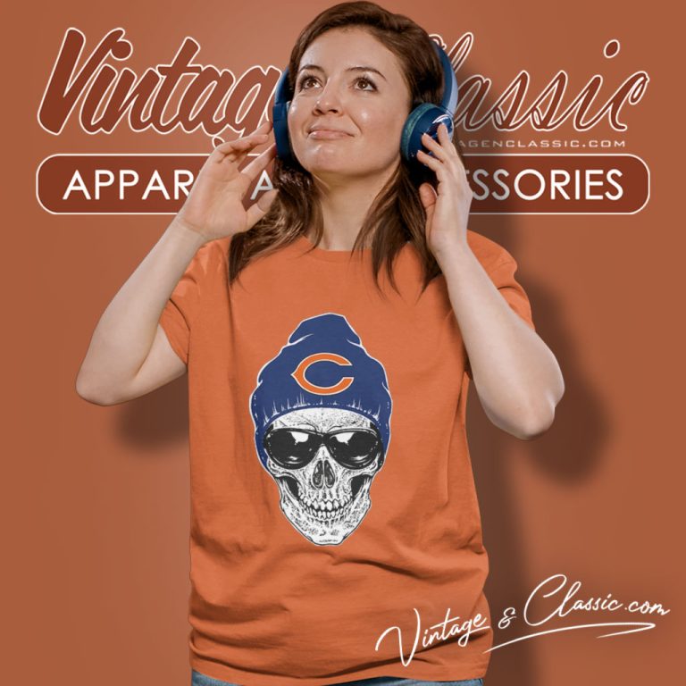 Skull Hat Chicago Bears Women T Shirt Skull Hat Chicago Bears Women T Shirt