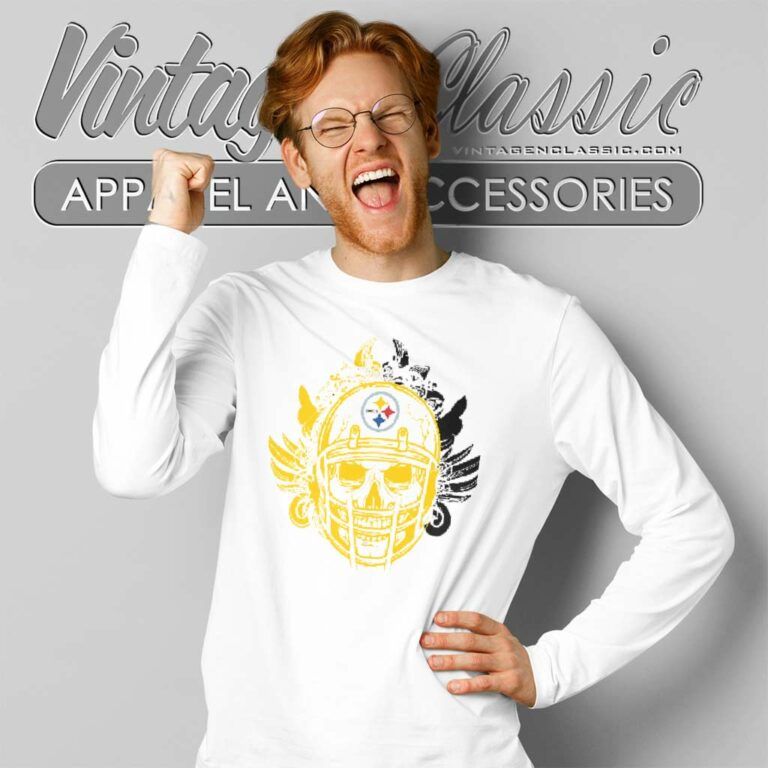 Skull Helmet Pittsburgh Steelers Long Sleeve Tee Skull Helmet Pittsburgh Steelers Long Sleeve Tee