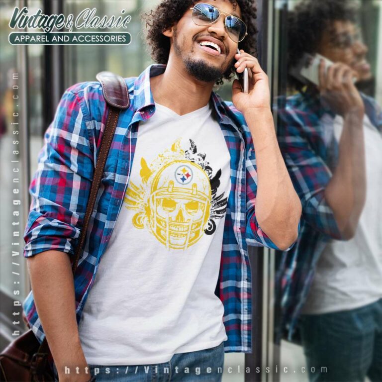 Skull Helmet Pittsburgh Steelers V Neck TShirt Skull Helmet Pittsburgh Steelers V Neck TShirt