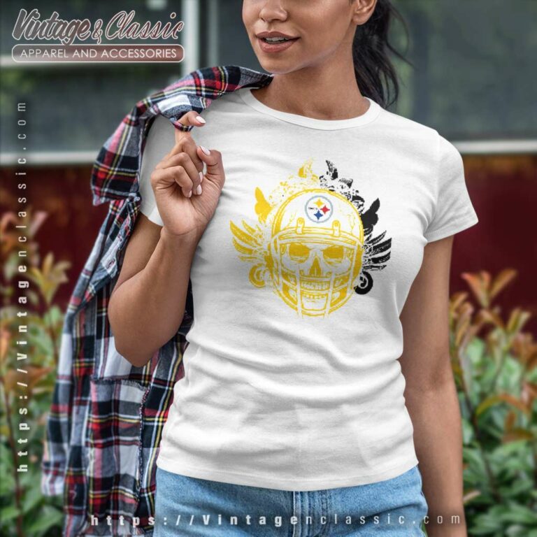 Skull Helmet Pittsburgh Steelers Women TShirt Skull Helmet Pittsburgh Steelers Women TShirt